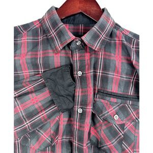 Modern Culture Men's Red Black‎ Plaid Long Sleeve Button Up Shirt Size L